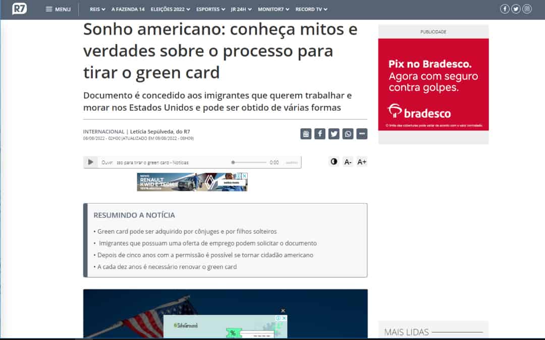 SONHO AMERICANO: MITOS E VERDADES SOBRE O PROCESSO DE GREEN CARD – R7