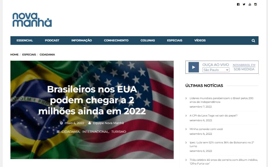 AUMENTO NA COMUNIDADE BRASILEIRA NOS EUA – Rádio Nova Brasil FM
