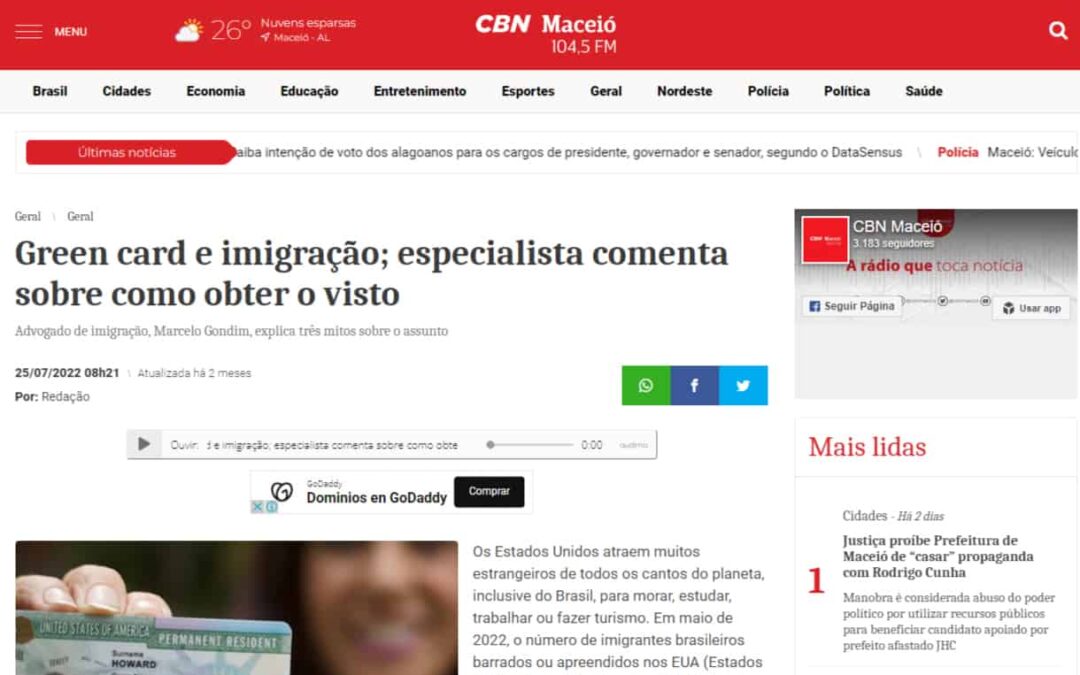 COMO OBTER GREEN CARD E VISTOS AMERICANOS – RÁDIO CBN MACEIÓ