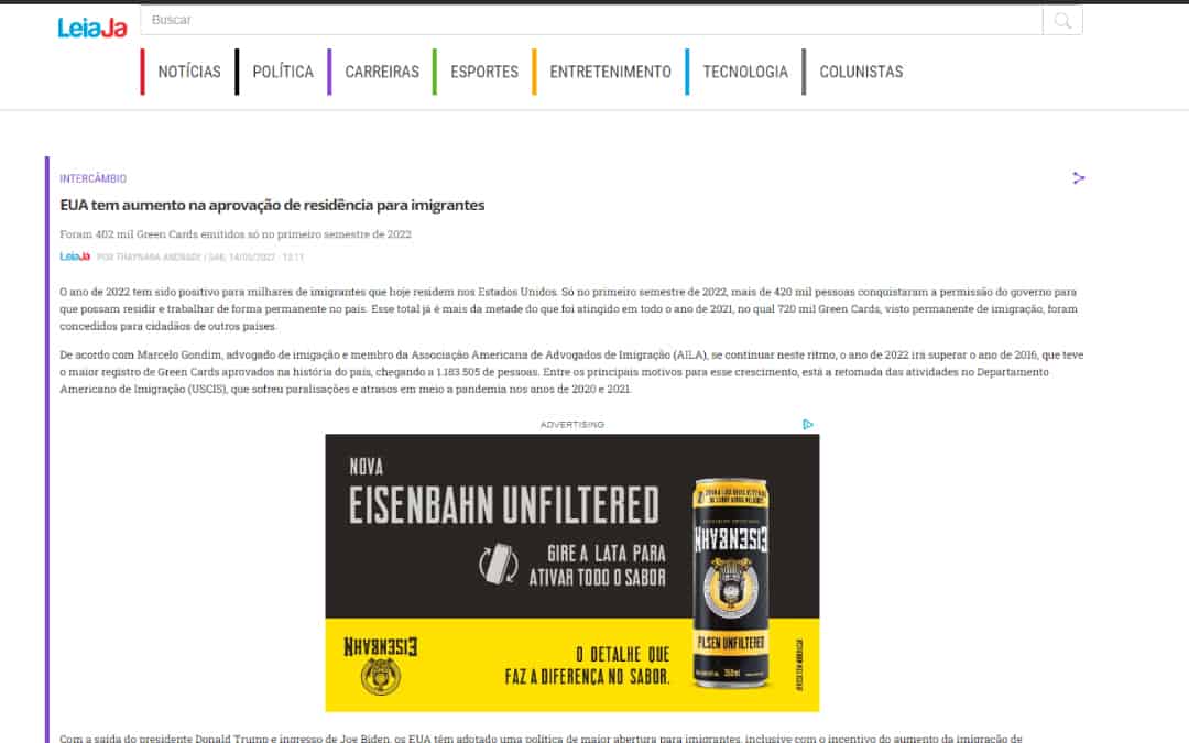 EUA REGISTRAM AUMENTO DE IMIGRANTES LEGAIS – Portal LeiaJá