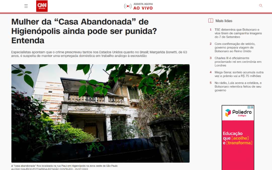 BRASILEIRA MANTIDA COMO ESCRAVA – CNN BRASIL