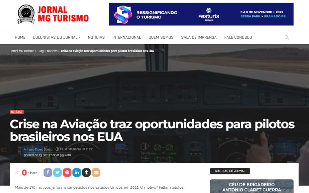 FALTAM PILOTOS NOS EUA – JORNAL MG TURISMO